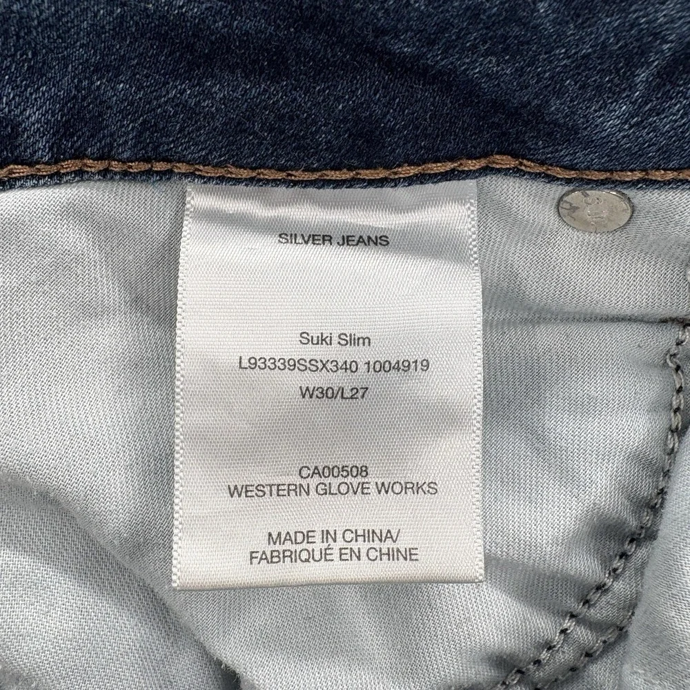 Silver Jeans Suki Slim Womens 30x27 Blue Mid Rise Distressed Stretch Denim Y2K - Picture 5 of 13